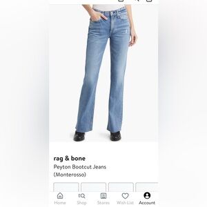 Rag & Bone The Peyton Mid-Rise Ankle Bootcut Jeans Size 28  Shortened